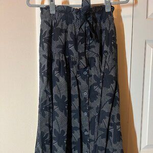 NWT Women's Tie Waist Button-Front Midi Skirt - Universal Thread Black Floral S